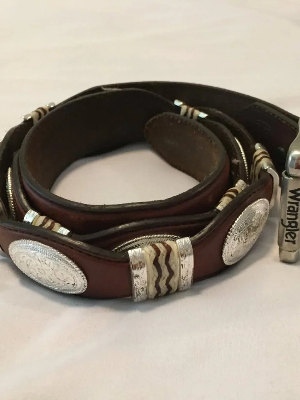 Tony Lama 9117L Mens Size 44 Cutting Champ Conchos Leather Belt Western Brown